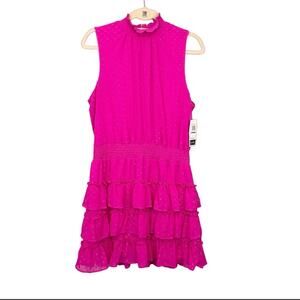 Everlily Mini Dress Women XXL Pink Sleeveless Mock Neck Tiered Barbie Preppy